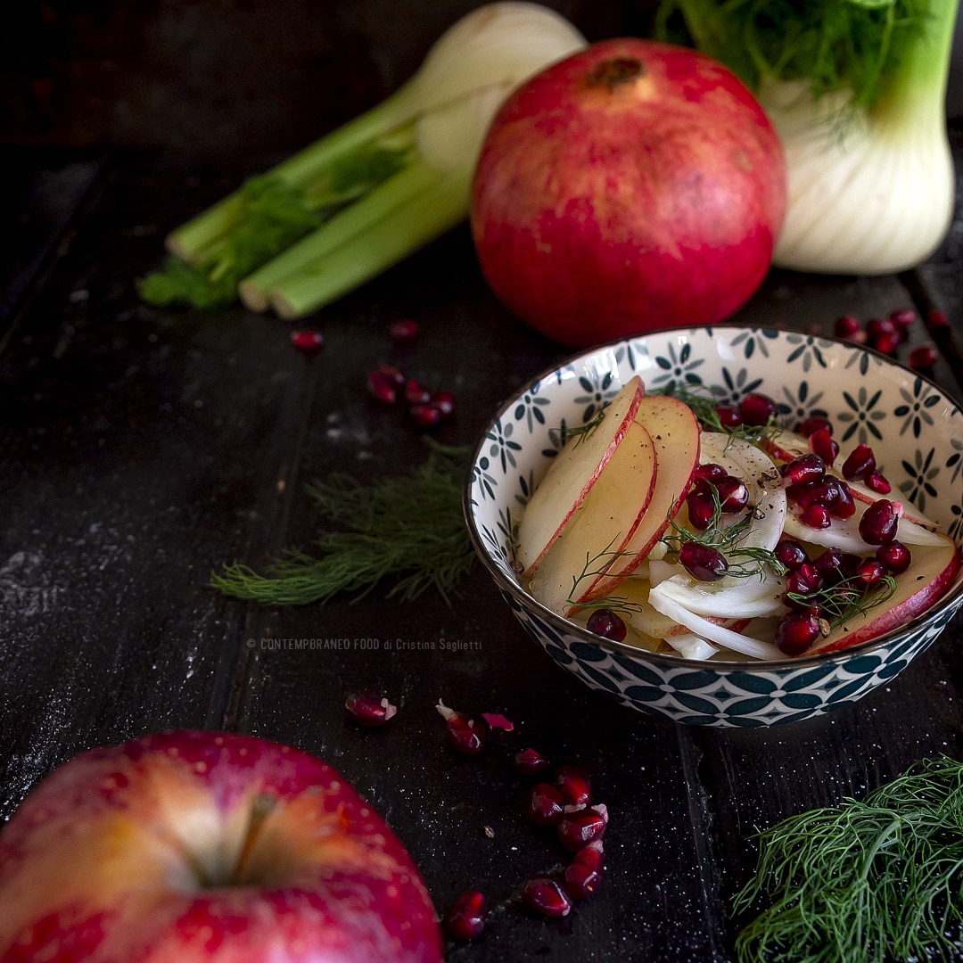 insalata-di-finocchi-mele-rosse-melograno-aneto-ricetta-facile-veloce-vegetariana-contorno-contemporaneo-food
