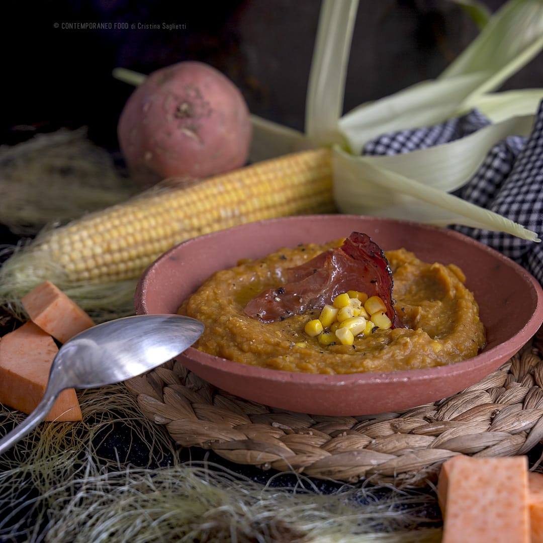 crema-di-mais-patate-dolci-speck-ricetta-facile-primo-piatto-cucina-vegetariana-contemporaneo-food