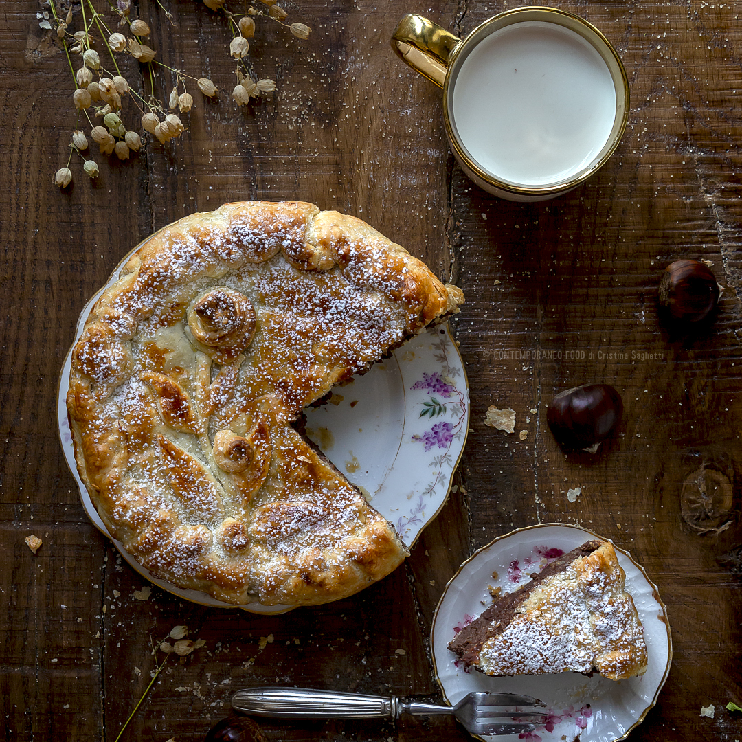 Immagine: Sfoglia ripiena di cioccolato, ricotta, castagne e rum