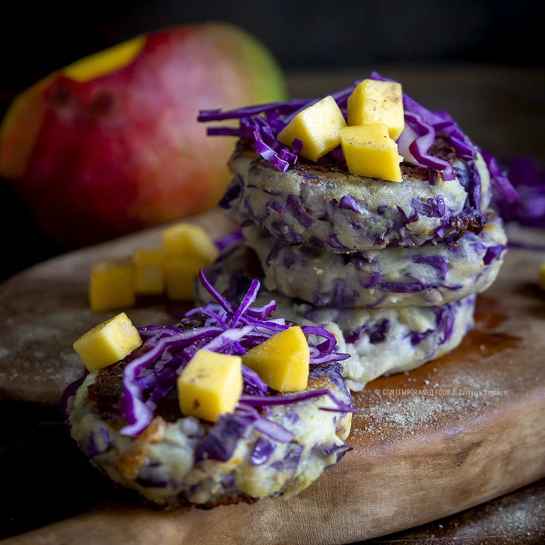 crocchette-patate-cavolo-rosso-mango-secondo-vegetariano-facile-contemporaneo-food