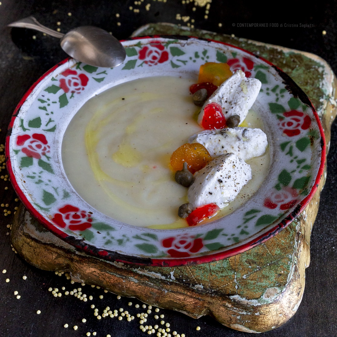 crema-di-miglio-con-ricotta-ai-capperi-mostarda-primo-vegetariano-contemporaneo-food