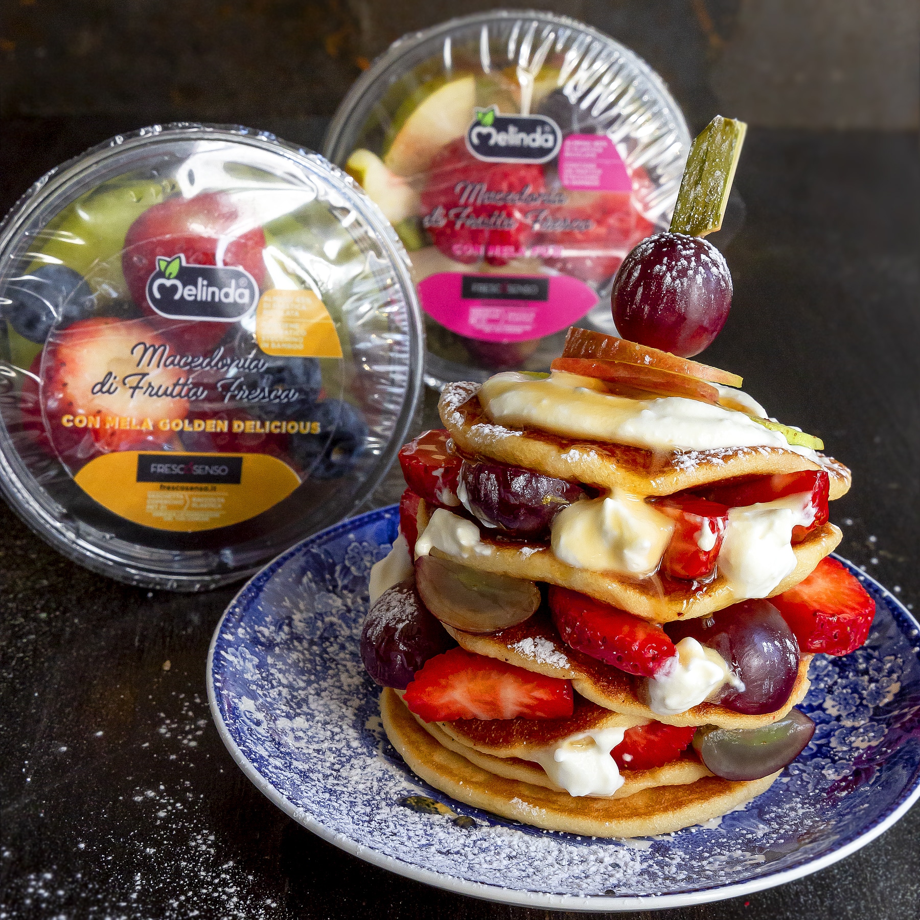 Immagine: Pancankes mela e pera con crema al mascarpone e vaniglia e frutta di Fresco Senso