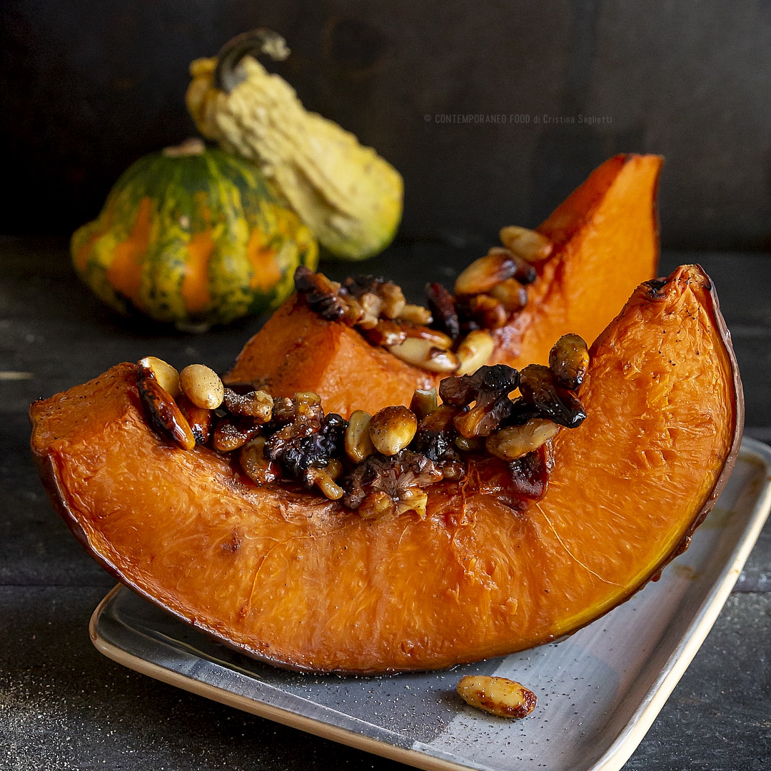 zucca-arrosto-frutta-secca-miele-ricetta-vegetariana-facile-leggera-contemporaneo-food