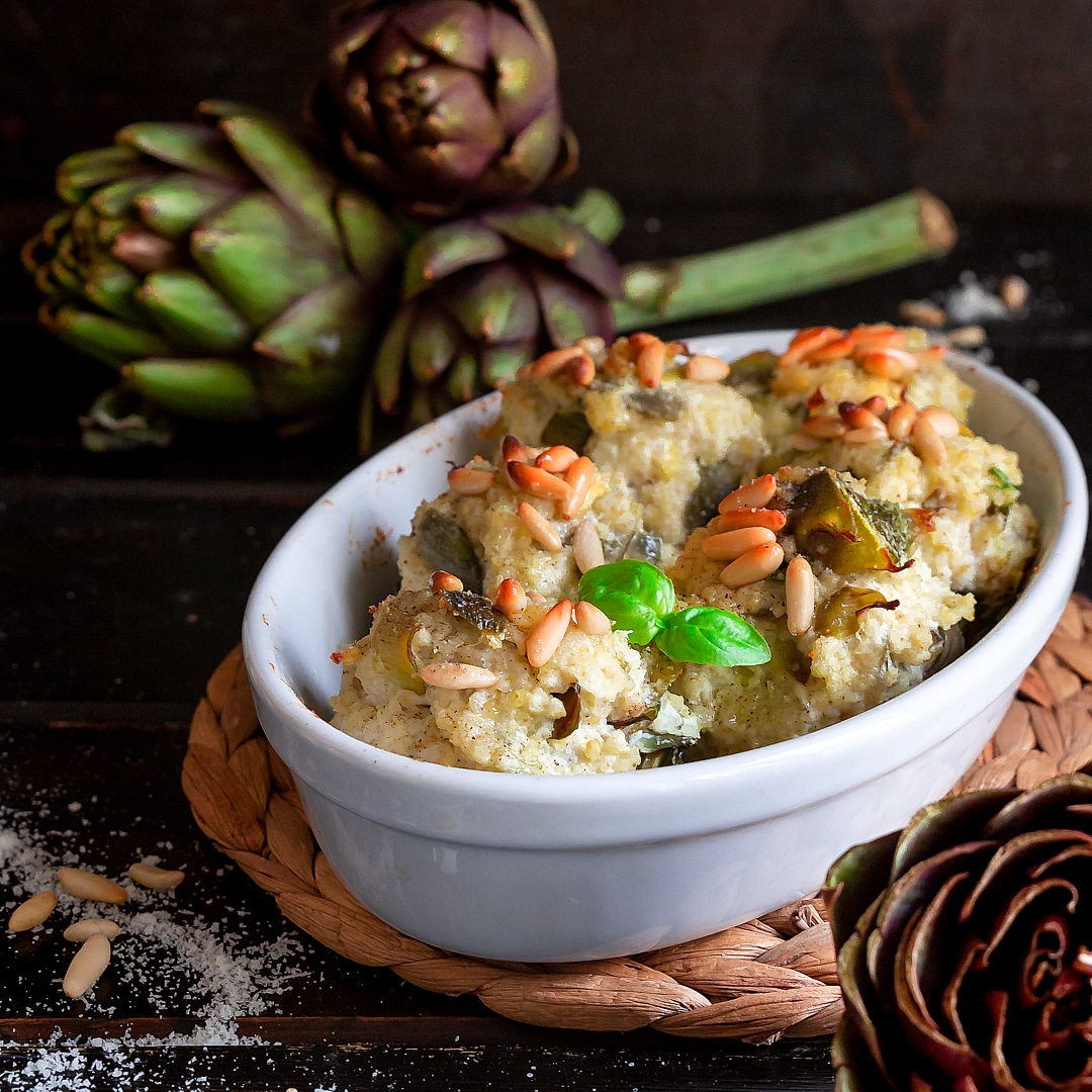 carciofi-ripieni-miglio-ricotta-pinoli-primo-piatto-vegetariano-light-facile-contemporaneo-food