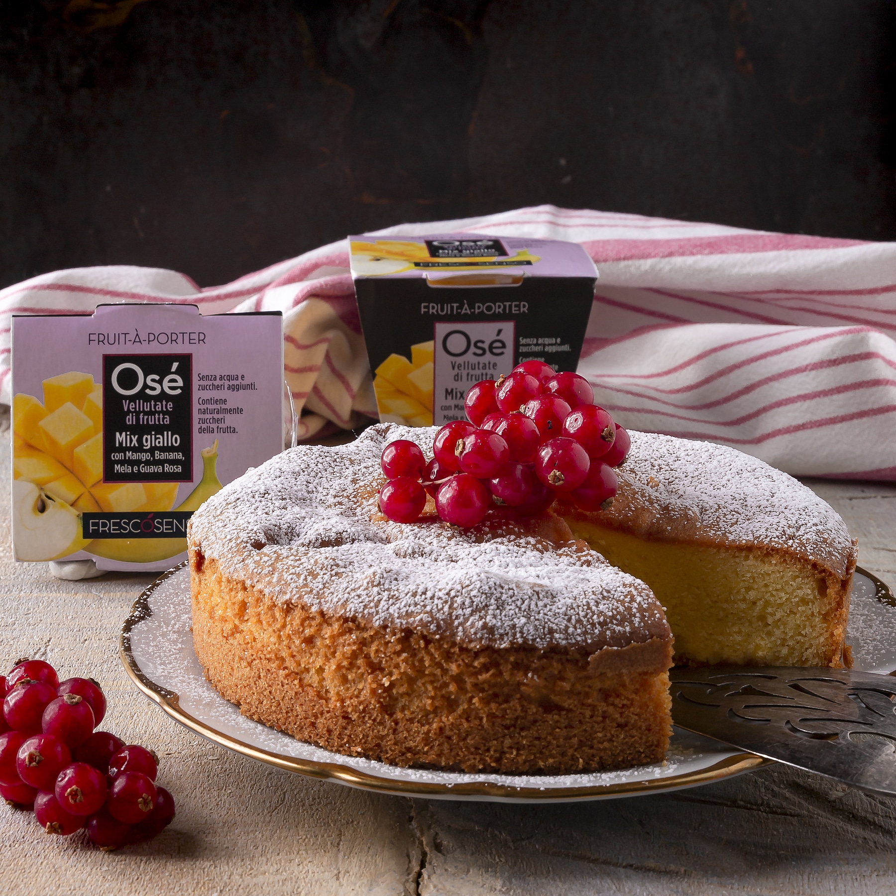 Immagine: Torta soffice alla frutta con Mix giallo Fresco Senso mango, mela, banana e guava rosa