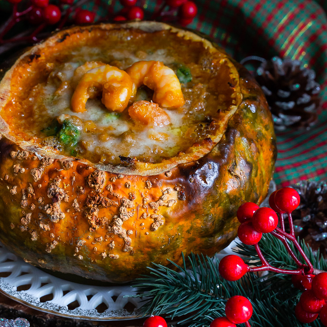 zuppa-lenticchie-zucca-gamberi-antipasto-caldo-primo-facile-natale-contemporaneo-food