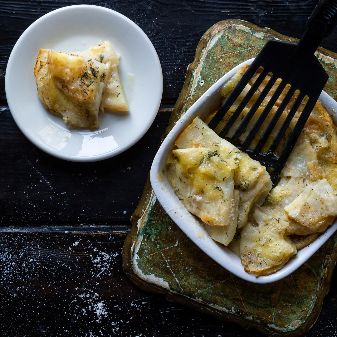 Immagine: Pasticcio di sedano rapa con formaggio filante
